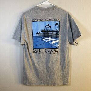Ventura Surfshop Oil Piers T Shirt Vintage Men's Size Large Black Double Sided